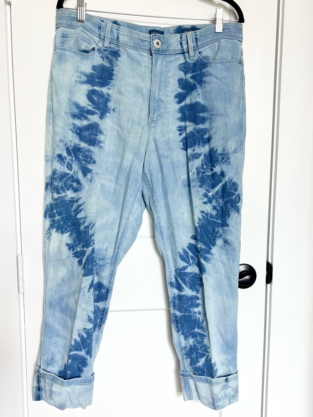J. Jill Light Blue and Dark Blue Tie-Dye Relaxed Crop Jeans 12